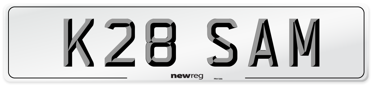 K28 SAM Number Plate from New Reg